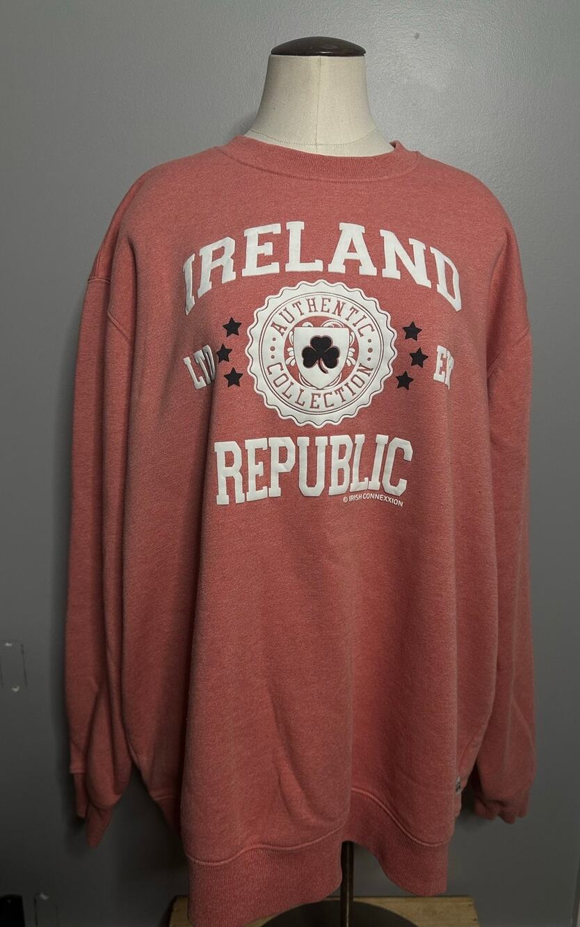 Irish Connexxion Salmon/Coral Crewneck Sweatshirt "Ireland Republic" Size XXL